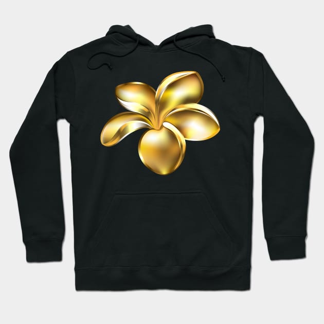 Gold plumeria flower Hoodie by Blackmoon9